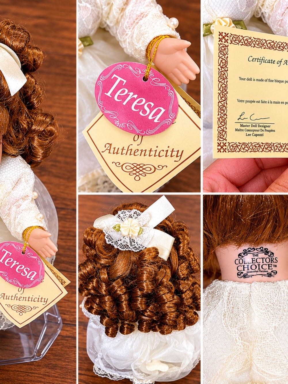 Teresa Porcelain Doll with Pink Name Tag